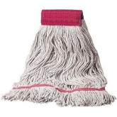 CottonLOOP 5 Looped Cotton Mop with 1" Tailband and 5" Headband - 24 Ounce, White